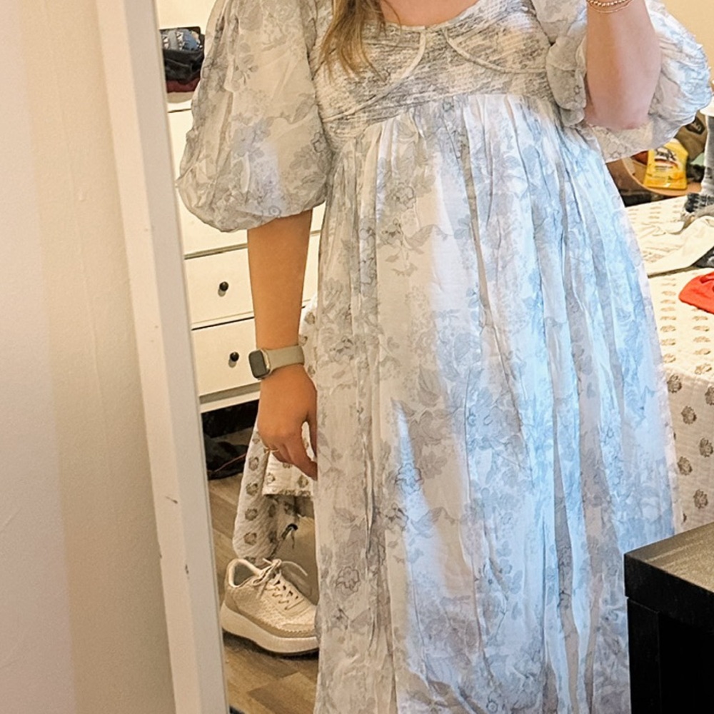Blue and white floral maxi/midi dress
